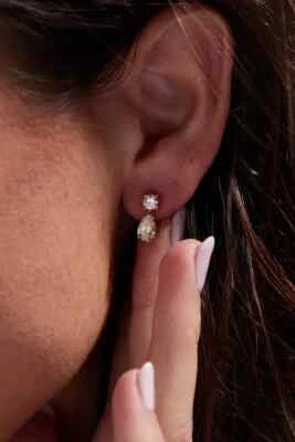 2,20 TCW Pear Lab creado Diamante Gota Colgante Mujer Tachuela Chapada en Oro Amarillo 14k Foto 1 de 4