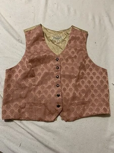 WAH maker XL rose pink tan vest satin back 6 buttons vintage western collection - Picture 1 of 7