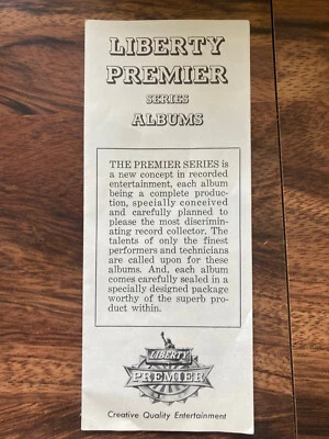 LIBERTY PREMIER CATALOG BROCHURE PAMPLET VINYL RECORD ALBUM RARE INSERT 1962 !! - Image 1 of 3