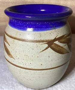 Jarrón de cerámica de gres hecho a mano firmado por el artista 1988 - Imagen 1 de 8