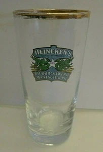 Heineken Tall High Ball Glass with Gold Rim Version 1 RARE - Picture 1 of 3