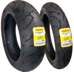 Pirelli Diablo Rosso II 120/70ZR17 200/50ZR17 Tire Set Front Rear Motorcycle 2 - Picture 1 of 9