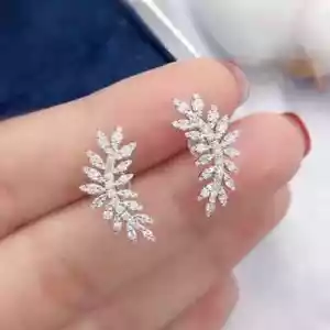 Natural Moissanite 2 Ct Round Cut Women's Stud Earrings 14k White Gold Plated - Picture 1 of 3