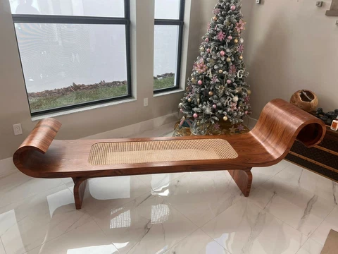 OSCAR NIEMEYER  "Marquesa" Brazilian Bench 1970s Tendo Brasileira Pau Ferro Wood Cover