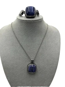 IOLITE Blue Necklace Set Necklace 20” Bracelet 9” Unmarked - Picture 1 of 8