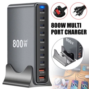800W GaN Fast Charging Station USB C PD desktop Charger for Mac iPhone Samsung - Picture 1 of 13