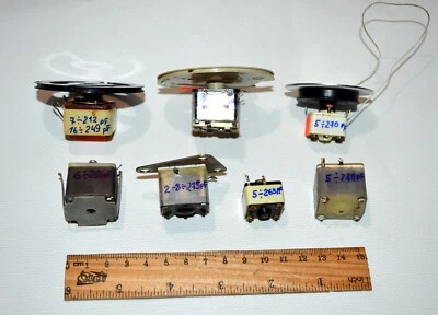 Conjunto misto de 7 peças capacitores variáveis de ar vintage soviético URSS funcionando! - Imagem 1 de 4