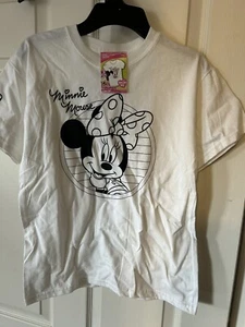 Disney Minnie Mouse Girl’s T-Shirt White Short Sleeve DIY Coloring Shirt Youth M - Picture 1 of 4