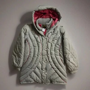 VTG Foxland Down Puffer Quilted Coat Jacket Women’s Medium 80s Gray Maroon Hood - Picture 1 of 12