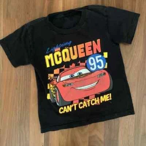 Disney Pixar Cars Lightning McQueen Black Short Sleeve T-Shirt - Size 5 - Picture 1 of 1