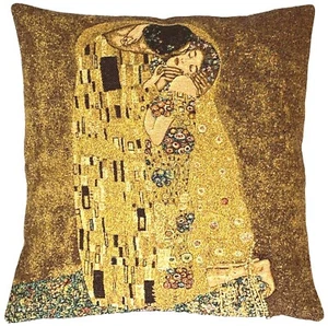 BELGISCHER TEPPICH KLIMT THE KISS 18" 46 CM HANDGEFERTIGTE KISSENKISSENBEZUG, REISSVERSCHLUSS - Bild 1 von 7