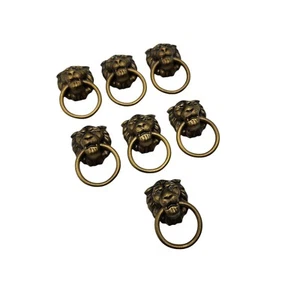 VTG Amerock Bronze Metal 2" Lion Head Knocker Drawer Pulls 70s Gothic Lot of 7 - Picture 1 of 5