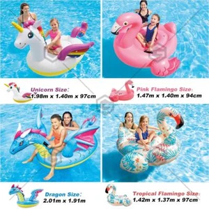 INTEX Giant Unicorn Pink Flamingo Dragon Ride On Float Raft Swimming Pool Beach - Picture 1 of 14