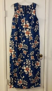 Vtg Hilo Hattie Hawaiian Long Sleeveless Tank Dress Size 16 Hibiscus Tropical - Picture 1 of 5