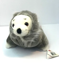 Suéter vintage Dakin 1988 Harbor Seal animal de peluche blanco con abrigo gris 13" - Imagen 1 de 21