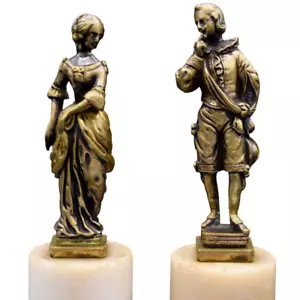 Esculturas de bronce y mármol - Pareja de época - Imagen 1 de 12