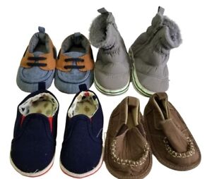 4 Pair Of 3 To 9 Months Infant Baby Crib Shoes Soft Boys Sneakers Boots Lot