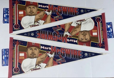 3 LOT 1998 Mark McGwire St. Louis Cardinals Pennant Record Breaking Wincraft MLB Cover