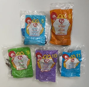 1999 TY Teenie Beanie Babys 5er-Set Rocket Iggy Claude dehnbare Ecke neu versiegelt - Bild 1 von 7