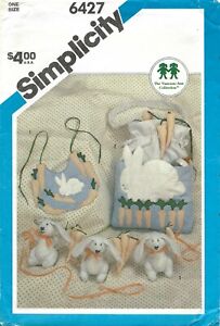 Simplicity 6427 Bib, Diaper Bag & Bunny Crib Toy UNCUT Sewing Pattern OOP 1980s