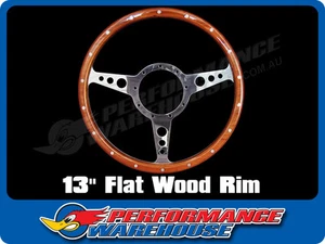 Classic 3 Spoke Flat 13" Wood Rim Steering Wheel 9 Bolt Mg Street Rod Custom - Bild 1 von 1