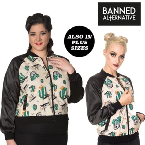 Banned Apparel Lost and Found Bomber Jacket With Skulls Cactus Desert Print - Picture 1 of 8