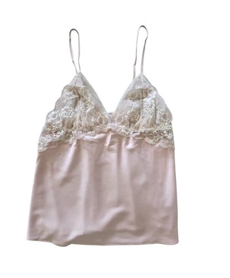 Flora Nikrooz Роза Cami атласной кружевной отделки верхний размер M цветочный румяна розовый свадебный новый с Ярлыками - Изображение 1 из 4