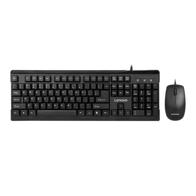 New Lenovo MK618 Plug & Play USB Wired Keyboard & Optical Sensor Mouse - Black - Image 1 of 4