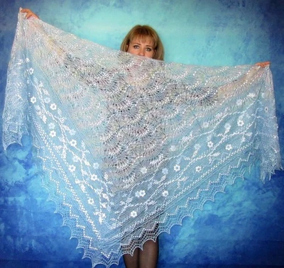 Bufanda tejida de plumón de cabra Orenburg bufanda Pelerina estola tejida hecha a mano Foto 1 de 4