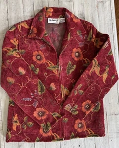 Women's Flashback Tapestry Flowered Jacket Medium Boho Beads Mandarin Collar EUC - Picture 1 of 8