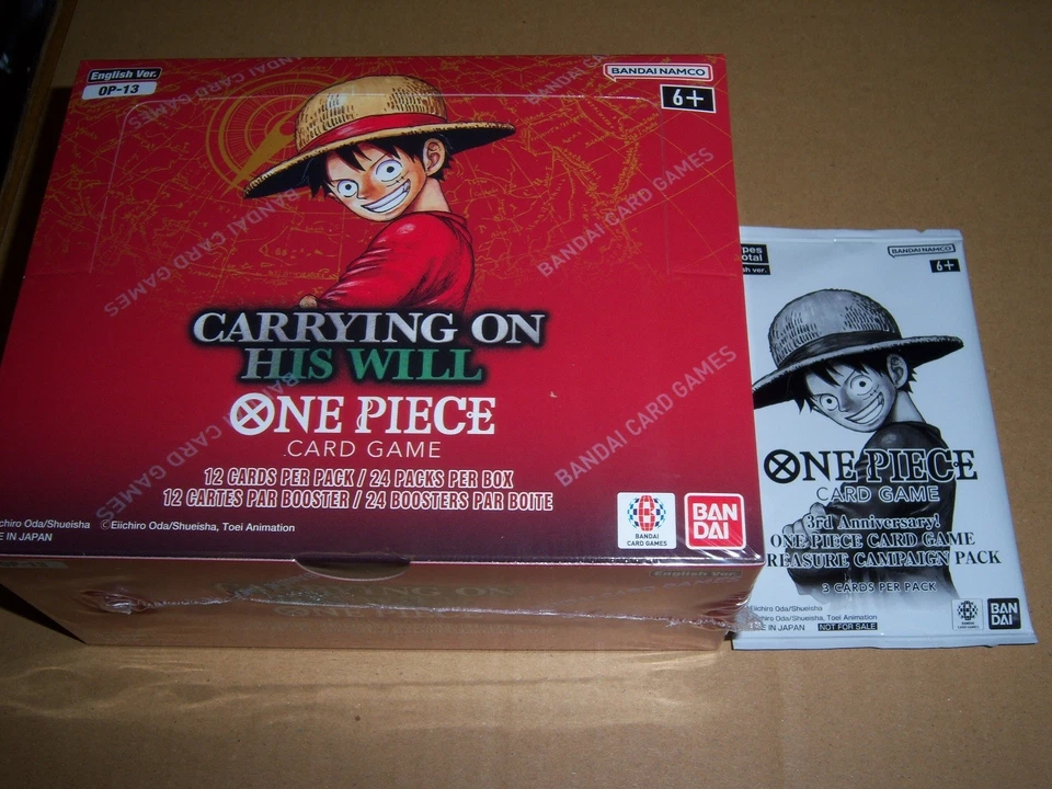 ONE PIECE TCG CARRYING ON HIS WILL BOOSTER BOX + FREE TREASURE DASH PACK OP-13 - Image 1 of 1