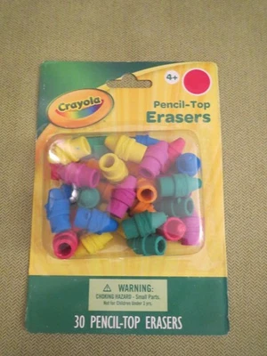 Crayola Pencil Top Erasers 30 Count, Crayon Tip, NEW — SEE NOTES - Image 1 of 3
