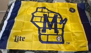 Milwaukee Brewers Wisconsin Miller Lite Flag 30"x48" MLB Beer Baseball New - Picture 1 of 3