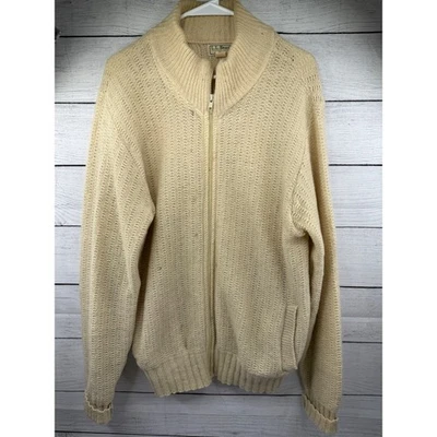 Suéter Vintage LL Bean Para Hombres L 100% Lana Cremallera Completa Bronceado Abuelo Años 90 Pescador Foto 1 de 4
