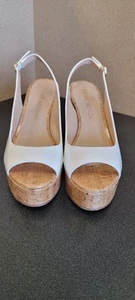 Stuart Weitzman Shoes Women White Patent Platform Wedge Rinna Heels 9.5B - Picture 1 of 13