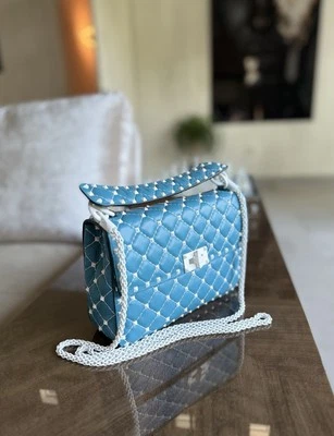 Valentino Garavani Rockstud Shoulder Bag – Blue Leather - Image 1 of 4