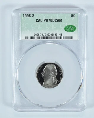 1998-S Jefferson Nickel PR70 DCAM CAC CACg *2741 - Image 1 of 4
