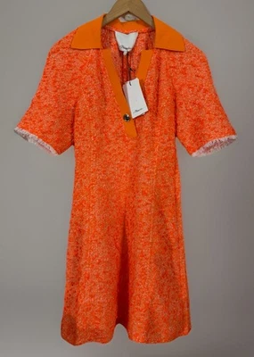 NOVO 3.1 Phillip Lim texturizado manga curta gola canelada tweed mini vestido polo tamanho 4 - Imagem 1 de 4