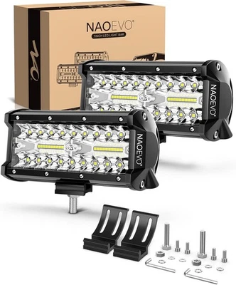 Naoevo 7 Zoll LED Light Bar, 240W 24.000LM LED Pods/Off Road/Nebel/Fahrlicht - Bild 1 von 4