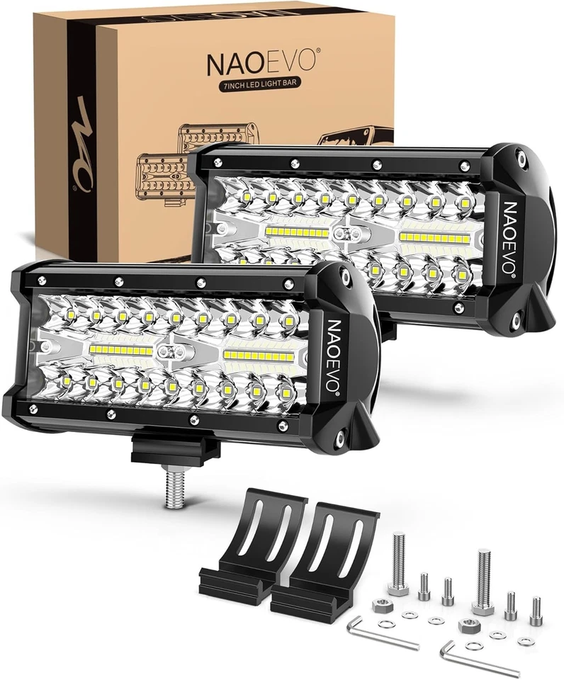 Naoevo 7 Zoll LED Light Bar, 240W 24.000LM LED Pods/Off Road/Nebel/Fahrlicht - Bild 1 von 4