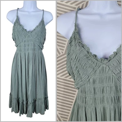 Wishlist Tank Dress Size Medium Casual Party Circle Skirt Green Tie Back Flare - Image 1 of 4