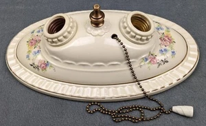 Outstanding PORCELIER 2-Bulb Porcelain Ceiling Light: Art Deco & MCM, Restored - Picture 1 of 10