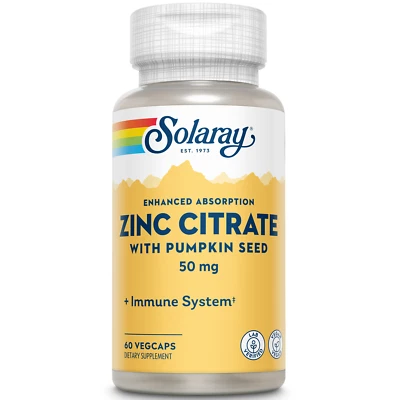 Solaray Zinc Citrate 50mg | Immune Function & Skin Health Support | 60ct - Image 1 of 4