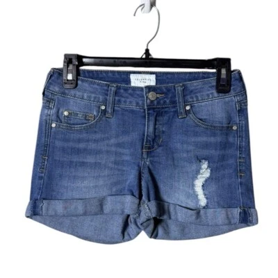 Celebrity Pink Womens Denim Shorts 24 Blue Jean Distressed Y2K Festival Low Rise - Image 1 of 4