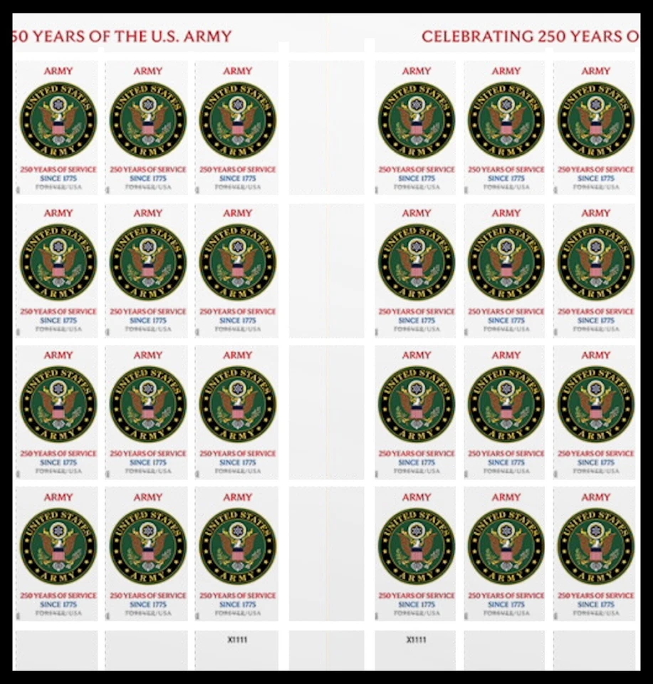 US 6003a Army 250 Years imperf NDC vert gutter block 24 MNH 2025 - Image 1 of 1