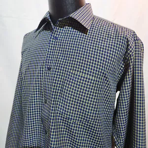 Versace Classic V2 Mens Blue Shirt Plaid Embroidered Chest Pocket Size 17 1/2 XL - Foto 1 di 10