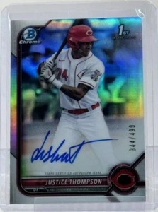 Justice Thompson 2022 Bowman Chrome 1st Auto Refractor Card #344/499 CPA-JT - Picture 1 of 2