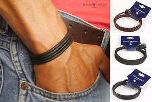 Mens Leather Bracelet SURF PATROL Adjustable Cord Braided Gift for Him Men Boys - Picture 1 of 28