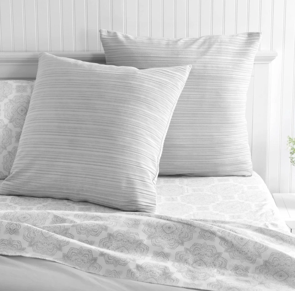 Martha Stewart Euro Shams 2Pc Set Natalie Crinkle Velvet Stripe 26IN X 26IN - Image 1 of 1