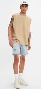 Levi's Premium 501 '93 abgeschnittene 7" Jeansshorts in "Malen nach Zahlen" Größe 30" Neu mit Etikett - Bild 1 von 15